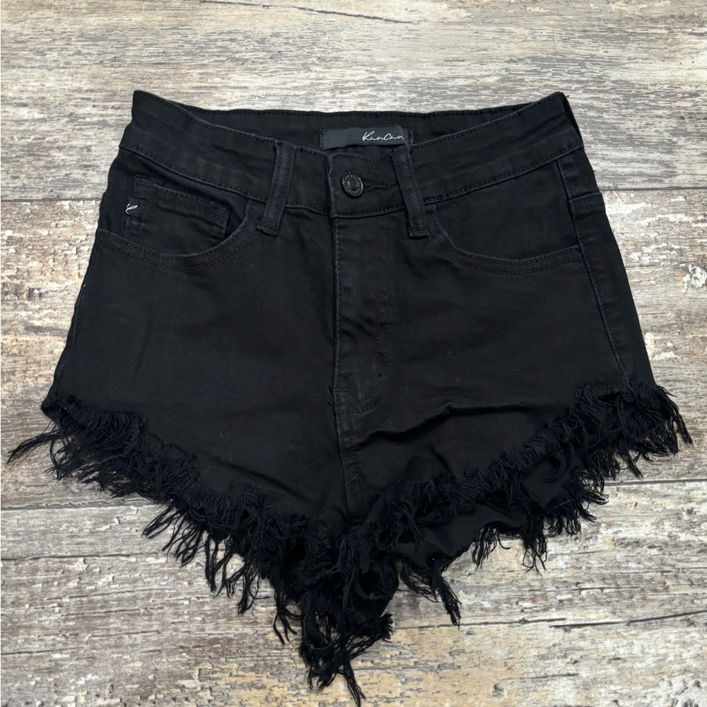 KanCan Black Frayed Jean Shorts